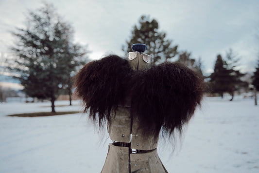 Fluffy chocolate brown woolie collar